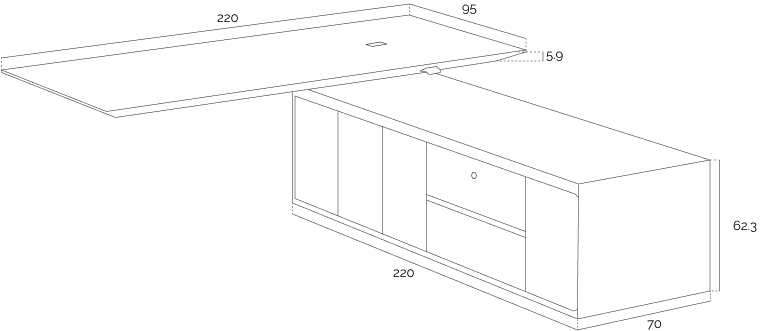 Enigma L-Shape Executive Desk Dimension